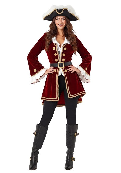 Women's Crimson Pirate Captain Costume - US 6051