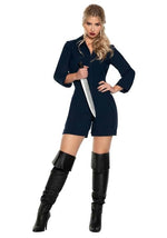 Dark Blue Killer Mechanic Romper Costume for Women - US 7378