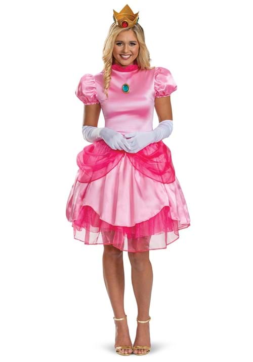 Women's Deluxe Super Mario Bros. Pretty Princess Peach Costume with Gloves - US 7340