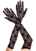 Extra Long Black Lace Gloves for Women - US 3995