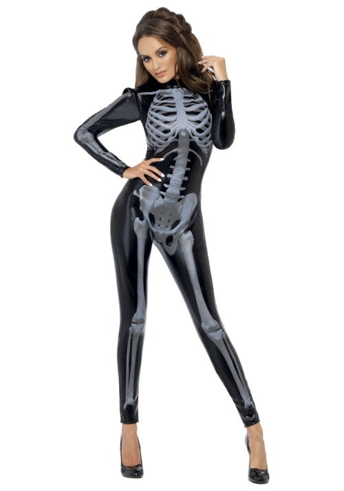 Women's X-Ray Skeleton Jumpsuit Costume - US 4165