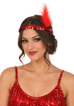 Women's Flapper Red Sequined Headband Accessory - US 2296