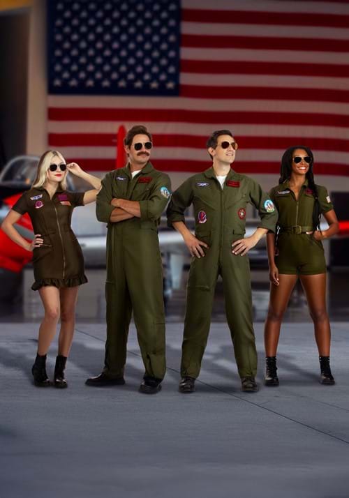 Flight Suit Top Gun Costume Dress for Women - US 7071