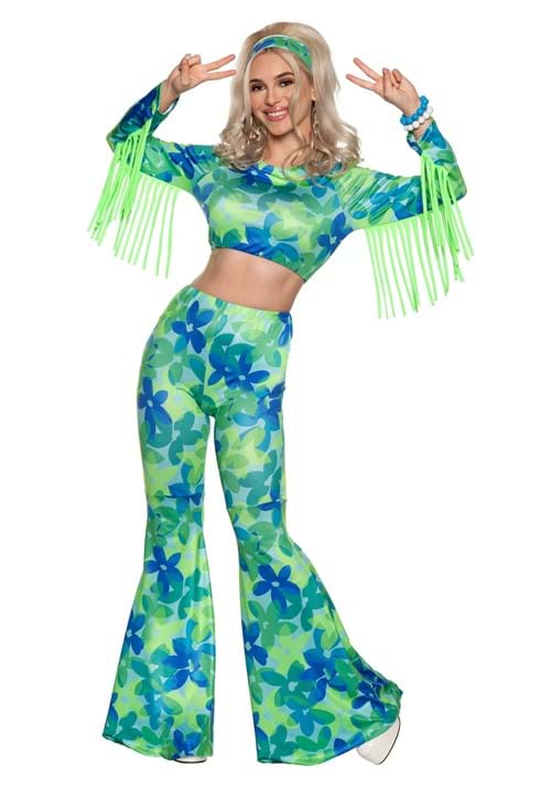 Green and Blue Flower Power Women's Costume - US 8745