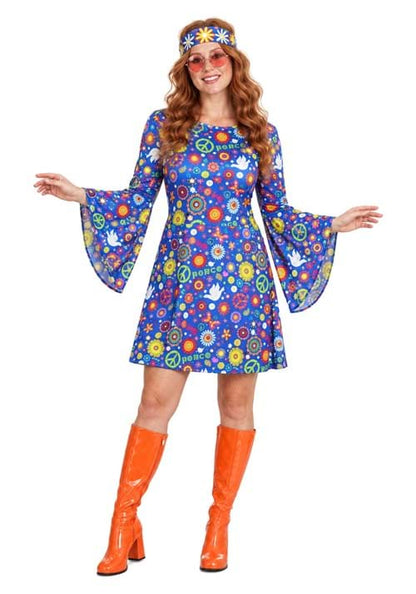 Women's Flower Power Hippie Costume Dress - US 8836