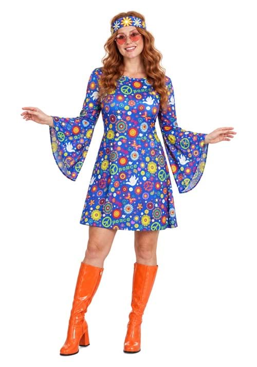 Women's Flower Power Hippie Costume Dress - US 8836