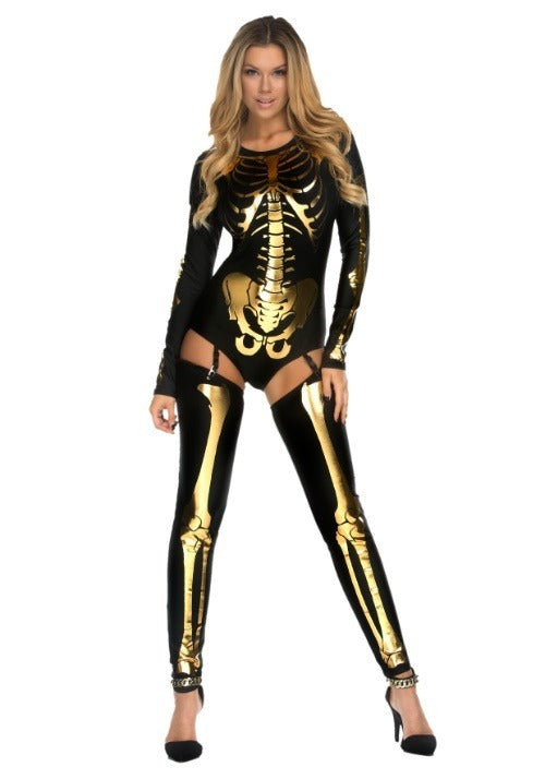 Women's Gold Bad to the Bone Costume - US 4832
