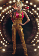 Women's Harley Quinn Gold Overalls Costume - US 1890