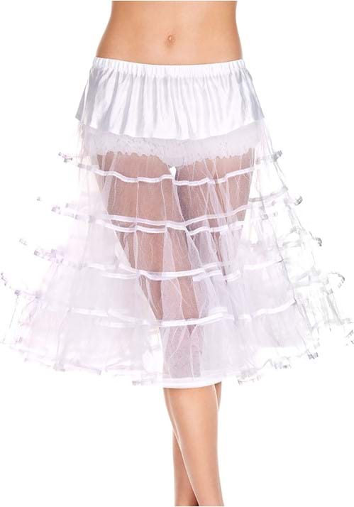 Knee Length White Petticoat for Women - US 0823