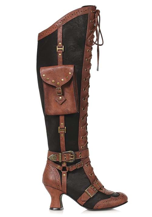 Lace Up Steampunk Heeled Boots for Women - US 2482