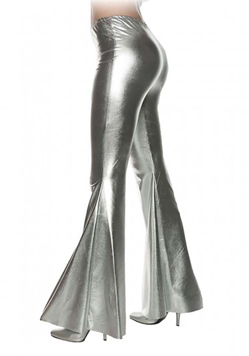 Metallic Silver Bell Bottoms for Women - US 4821