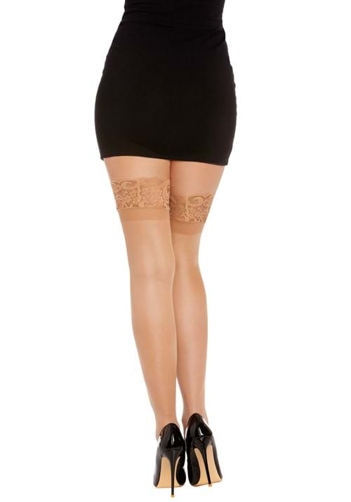 Nude Anti-Slip Thigh High Stockings with Lace Top for Women - US 7687