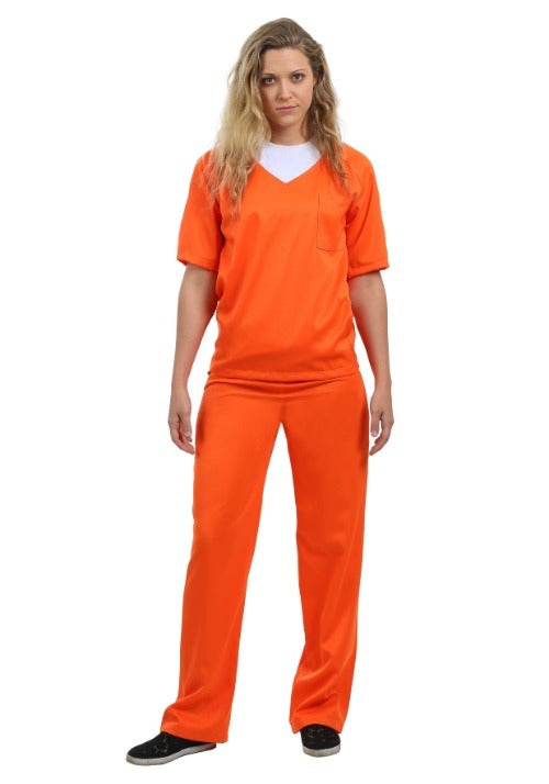 Women's Orange Prisoner Costume - US 7366