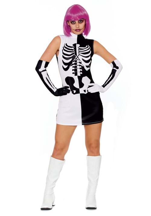 Women's Sexy Parti-Skeleton Costume Dress - US 5429