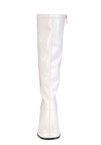Women's Patent White Gogo Costume Boots - US 8805