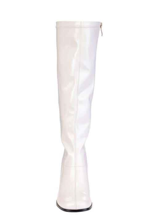 Women's Patent White Gogo Costume Boots - US 8805