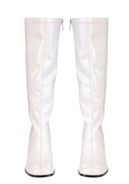 Women's Patent White Gogo Costume Boots - US 8805