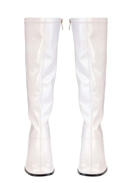 Women's Patent White Gogo Costume Boots - US 8805