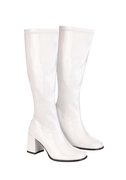 Women's Patent White Gogo Costume Boots - US 8805