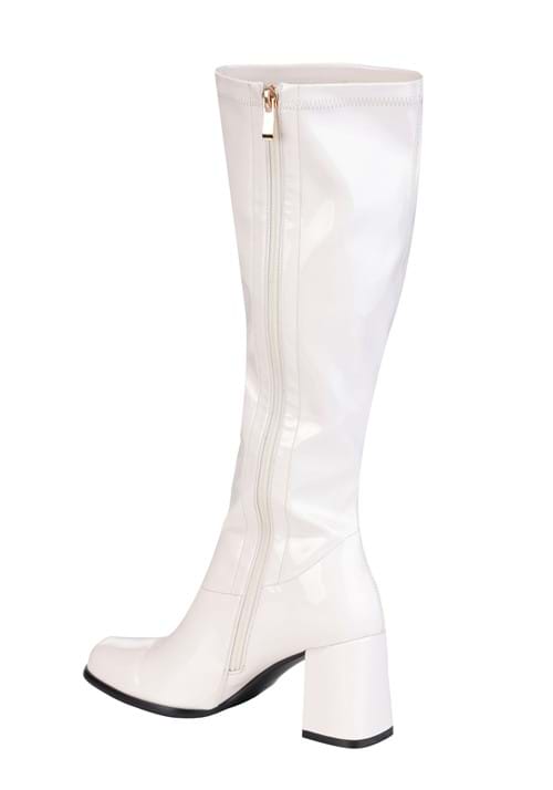 Women's Patent White Gogo Costume Boots - US 8805