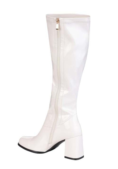 Women's Patent White Gogo Costume Boots - US 8805