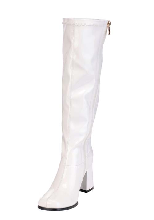 Women's Patent White Gogo Costume Boots - US 8805
