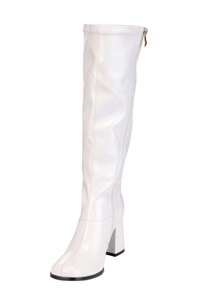 Women's Patent White Gogo Costume Boots - US 8805