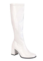 Women's Patent White Gogo Costume Boots - US 8805