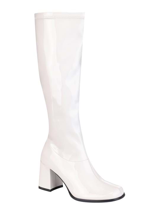 Women's Patent White Gogo Costume Boots - US 8805
