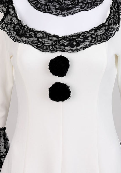 Women's Pierrot Clown Costume Dress - US 5029