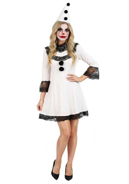 Women's Pierrot Clown Costume Dress - US 5029