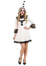 Women's Pierrot Clown Costume Dress - US 5029