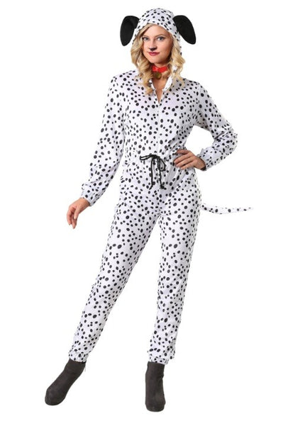 Plus Size Women's Cozy Dalmatian Jumpsuit Costume - US 9480