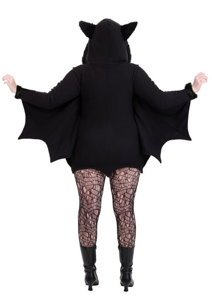 Plus Size Cozy Fleece Bat Zip Up Costume Dress for Women - US 1607