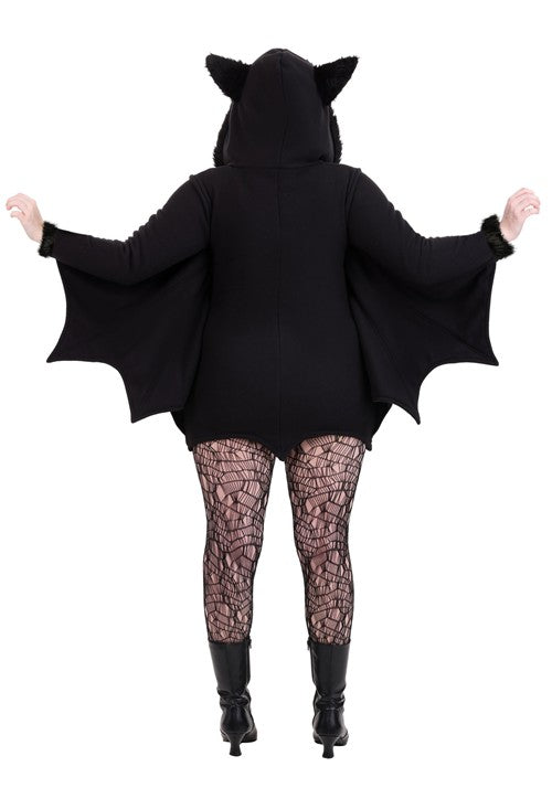 Plus Size Cozy Fleece Bat Zip Up Costume Dress for Women - US 1607
