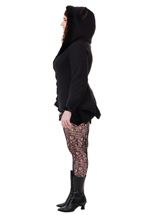 Plus Size Cozy Fleece Bat Zip Up Costume Dress for Women - US 1607