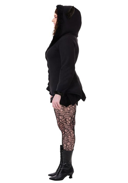 Plus Size Cozy Fleece Bat Zip Up Costume Dress for Women - US 1607