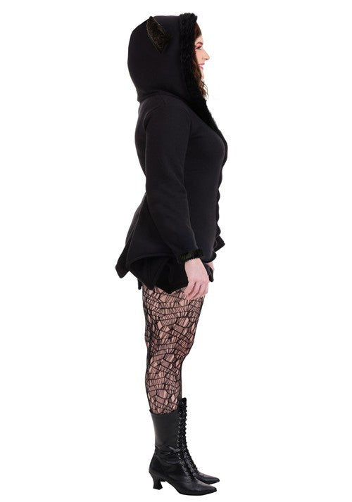 Plus Size Cozy Fleece Bat Zip Up Costume Dress for Women - US 1607