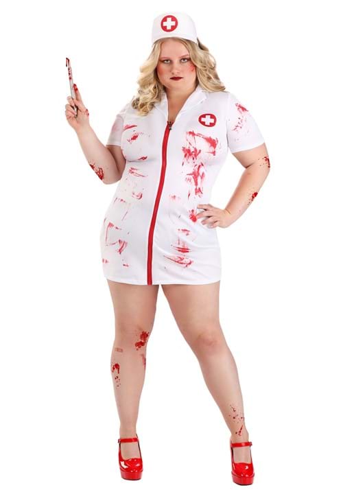 Women's Plus Size Killer Nurse Costume Dress - US 6028