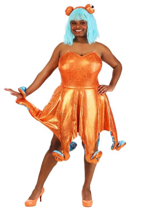 Plus Size Orange Iridescent Octopus Costume for Women - US 7655