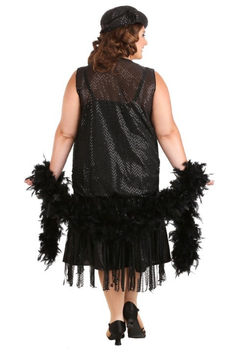 Plus Size Women's Black Jazz Flapper Costume - US 0884