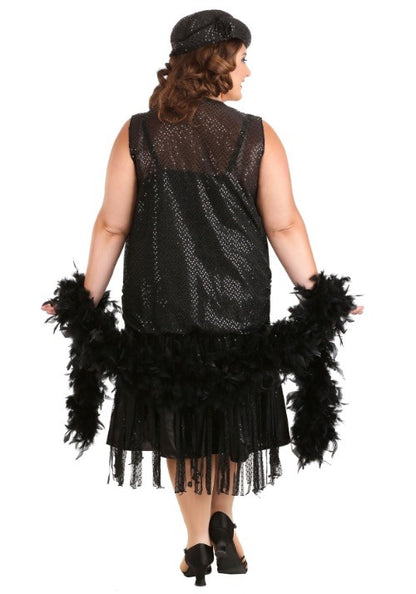 Plus Size Women's Black Jazz Flapper Costume - US 0884
