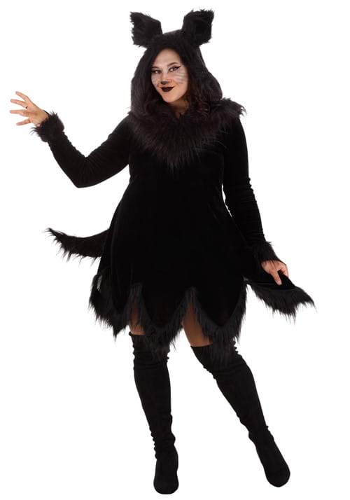 Women's Plus Size Black Wolf Costume Dress - US 2051