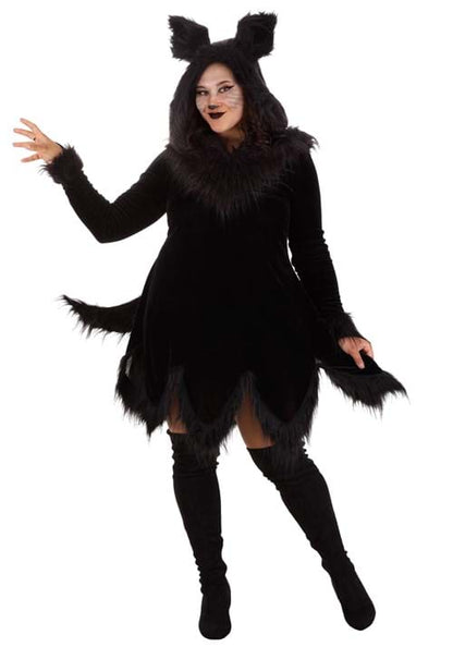 Women's Plus Size Black Wolf Costume Dress - US 2051