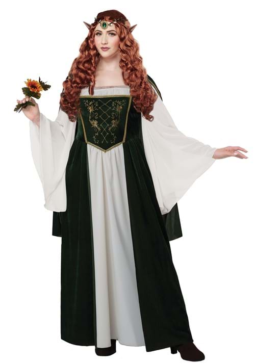 Plus Size Elven Renaissance Queen Costume Dress for Women - US 8334