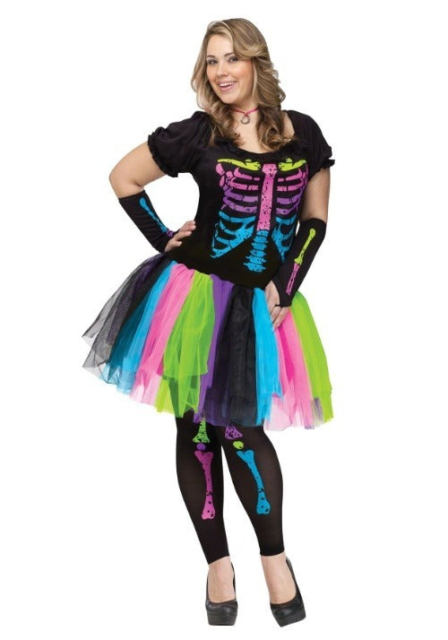 Women's Plus Size Funky Punky Bones Costume - US 7916
