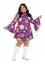Plus Size Groovy Flower Power Costume for Women - US 3488
