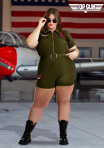 Plus Size Women's Top Gun Flight Suit Romper Costume - US 2107