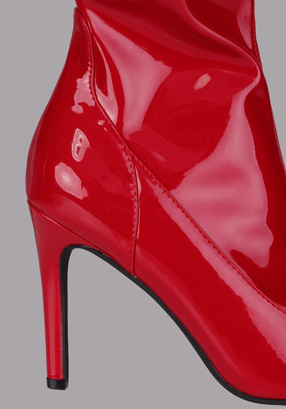 Women's Red Patent Thigh High Boots - US 2828