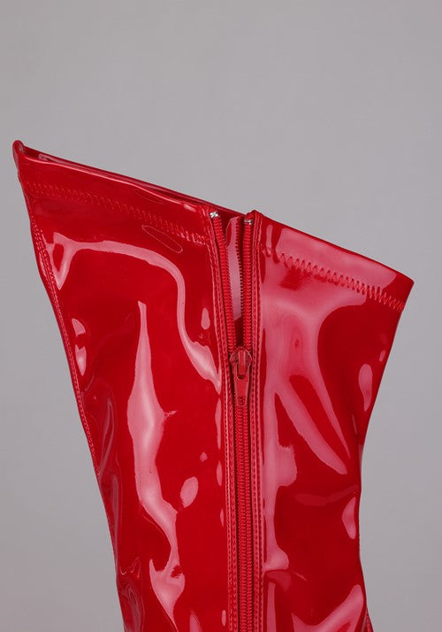 Women's Red Patent Thigh High Boots - US 2828